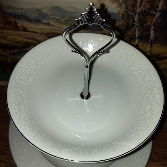 Custom Made 2-Tier Plates Cupcake, Sandwich Stand Tray Vintage Porcelain Carlton - Picture 2 of 6
